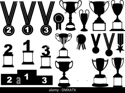 Trophies and medals set Stock Vector