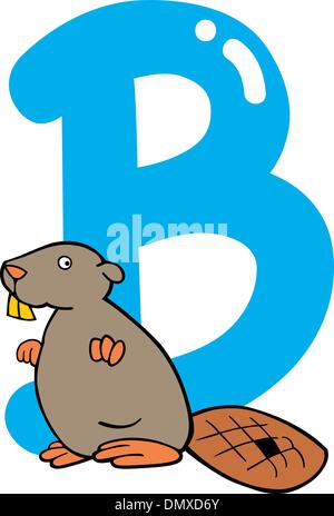Beaver character with alphabet letter b vector illustration Stock ...
