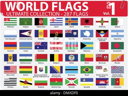 World Flags - Ultimate Collection - 287 flags - Volume 1 Stock Vector