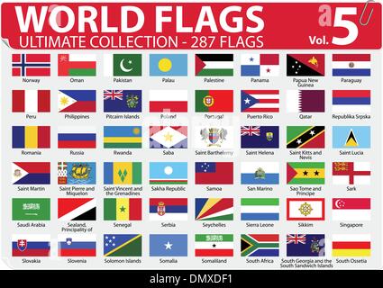 World Flags - Ultimate Collection - 287 flags - Volume 5 Stock Vector