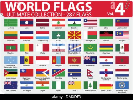 World Flags - Ultimate Collection - 287 flags - Volume 4 Stock Vector