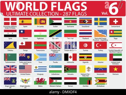 World Flags - Ultimate Collection - 287 flags - Volume 6 Stock Vector