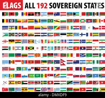All 192 Sovereign States - World Flags Series Stock Vector