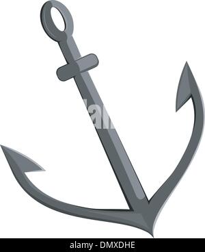 Shiny steel anchor with rope vector illustration isolated on white ...
