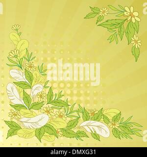 Background: leaves, flowers and feathers Stock Vector