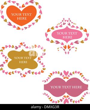 decorative vector retro  frames with hearts Stock Vector