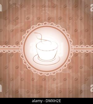 Vintage background with coffee label, coffee bean's texture Stock Vector
