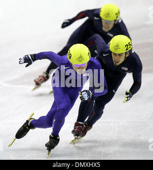 Feb 18, 2006; Turin, Piedmont, ITALY; TORINO 2006 WINTER OLYMPICS: Korea's Hyun-Soo Ahn leads USA's Apolo Anton Ohno around the track Saturday Feb. 18, 2006 during the men's 1,000 meter short track speed skating finals during the XX Olympic Winter Games in Turin, Italy.  Ohno finished third while Ahn finished first with an Olympic-record time of 1:26.739. Mandatory Credit: Photo by Stock Photo