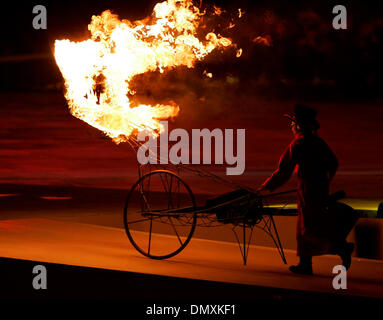 Feb 26, 2006; Turin, Piedmont, ITALY; TORINO 2006 WINTER OLYMPICS: An artist performs during the closing ceremonies Sunday Feb. 26, 2006 of the XX Olympic Winter Games in Turin, Italy. Mandatory Credit: Photo by W Luther/San Antonio Express-News/ZUMA Press. (©) Copyright 2006 by San Antonio Express-News Stock Photo