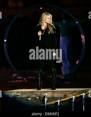 Feb 26, 2006; Turin, Piedmont, ITALY; TORINO 2006 WINTER OLYMPICS: Singer AVRIL LAVIGNE performs during the ceremonies Sunday Feb. 26, 2006 of the XX Olympic Winter Games in Turin, Italy. Mandatory Credit: Photo by W Luther/San Antonio Express-News/ZUMA Press. (©) Copyright 2006 by San Antonio Express-News Stock Photo