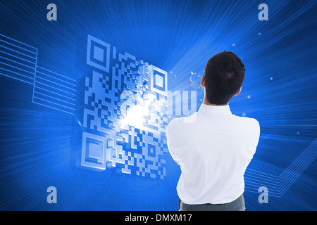 Composite image of businessman holding glasses Stock Photo