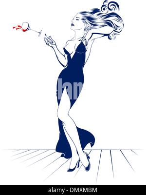 cocktail drink woman Stock Vector