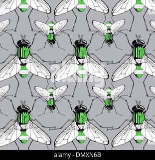 green fly pattern Stock Vector