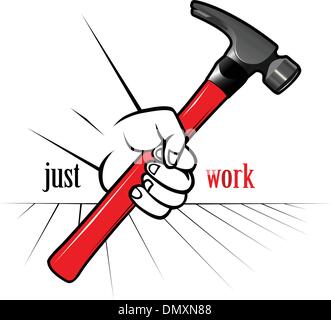 hammer hand label Stock Vector