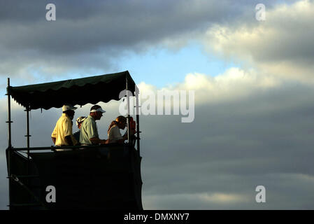 Mar 09, 2006; Palm Beach Gardens, FL, USA; The Honda Classic started Thursday at The Country Club at Mirasol in Palm Beach Gardens. Keeley Hancox, 27, of Franklin, Penn., far right, and other volunteers monitor the first hole at the beginning of Thursday's tournament. Mandatory Credit: Photo by Libby Volgyes/Palm Beach Post/ZUMA Press. (©) Copyright 2006 by Palm Beach Post Stock Photo