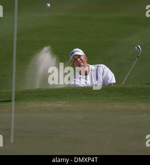 Mar 11, 2006; Palm Beach Gardens, FL, USA; Golfer Mathias Gronberg hits out of the bunker on #6 during the Honda Classic at the Country Club at Mirasol in Palm Beach Gardens. Mandatory Credit: Photo by Greg Lovett/Palm Beach Post/ZUMA Press. (©) Copyright 2006 by Palm Beach Post Stock Photo