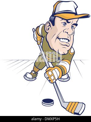hockey cartoon character man Stock Vector