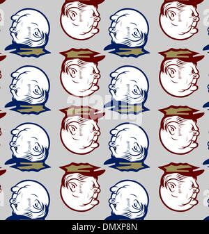 policeman officer angry face pattern Stock Vector