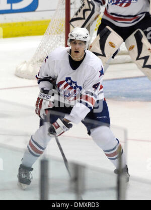 October 13, 2006: AHL - Rochester defender Michael Funk (4) in action against Binghamton - Binghamton Senators at Rochester Americans at The Blue Cross Arena in Rochester, New York. Rochester defeated Binghamton in a shootout.(Credit Image: © Alan Schwartz/Cal Sport Media) Stock Photo
