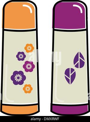 Retro thermos collection isolated on white Stock Vector
