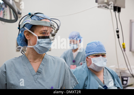 Surgeon in the operating room at Karmanos Cancer Institute Stock Photo