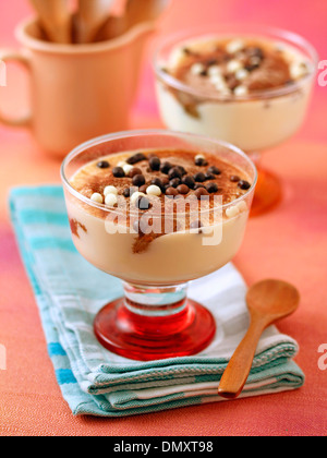 Tiramisu cups. Recipe available. Stock Photo