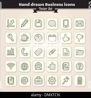 Hand Drawn Business Icons Stock Vector
