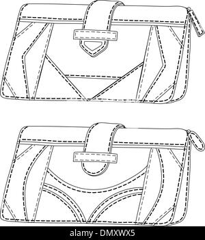 Leather wallets, outline Stock Vector