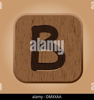 Hand drawn  wooden letter B. Stock Vector