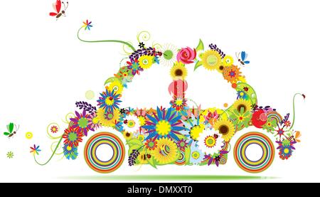 Floral car shape for your design Stock Vector