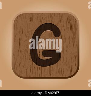 Hand drawn  wooden letter G. Stock Vector