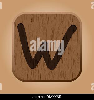 Hand drawn  wooden letter W. Stock Vector