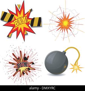 Vector illustration of a set of explosions Stock Vector