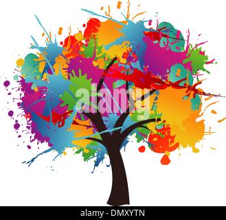Isolated paint splash spring tree Stock Vector