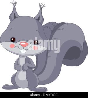 Fun zoo. Gray squirrel Stock Vector