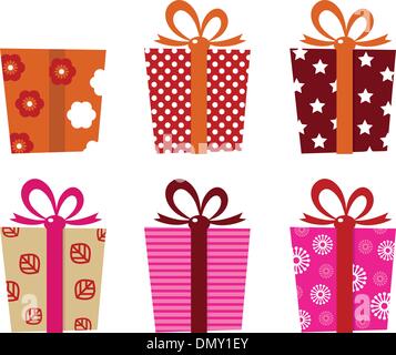 Retro gifts set isolated on white Stock Vector