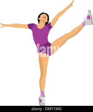 Woman practicing Yoga exercises. Vector Illustration of girl in Dancer's Pose isolated on white background. Stock Vector