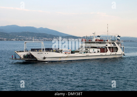 Europe, Greece, Peloponnese, Rio, near Patra, the ferry boat which joins the Peloponnese to the Sterea Elada Stock Photo