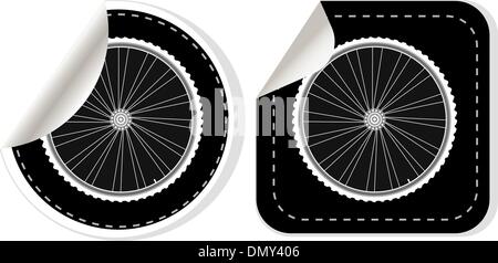 vector white bike wheel sticker set Stock Vector