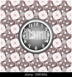 Abstract background pattern with modern wall clock Stock Vector