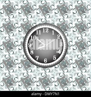 modern wall clock on the grunge background Stock Vector