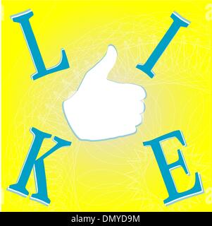 Like hand on yellow background Stock Vector