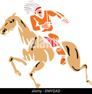 American Indian Riding Horse Bow And Arrow Stock Vector