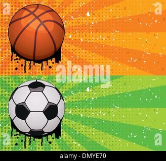 vector grunge basketball and soccer backgrounds Stock Vector
