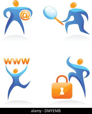 Collection of abstract people logos - 15 Stock Vector