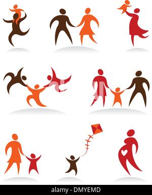 Collection of abstract people logos - 2 Stock Vector