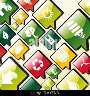 Green environment apps icons background Stock Vector