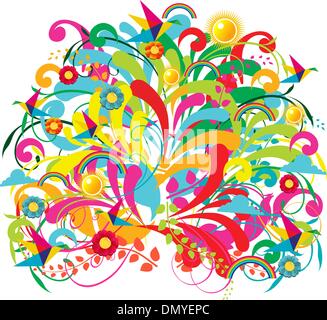 Summer Flip flops over floral background Stock Vector