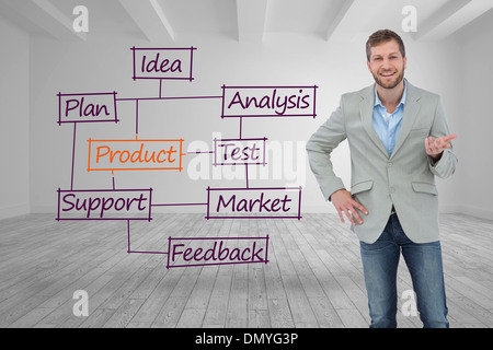 Composite image of stylish man smiling and gesturing Stock Photo