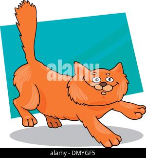 running red fluffy cat Stock Vector